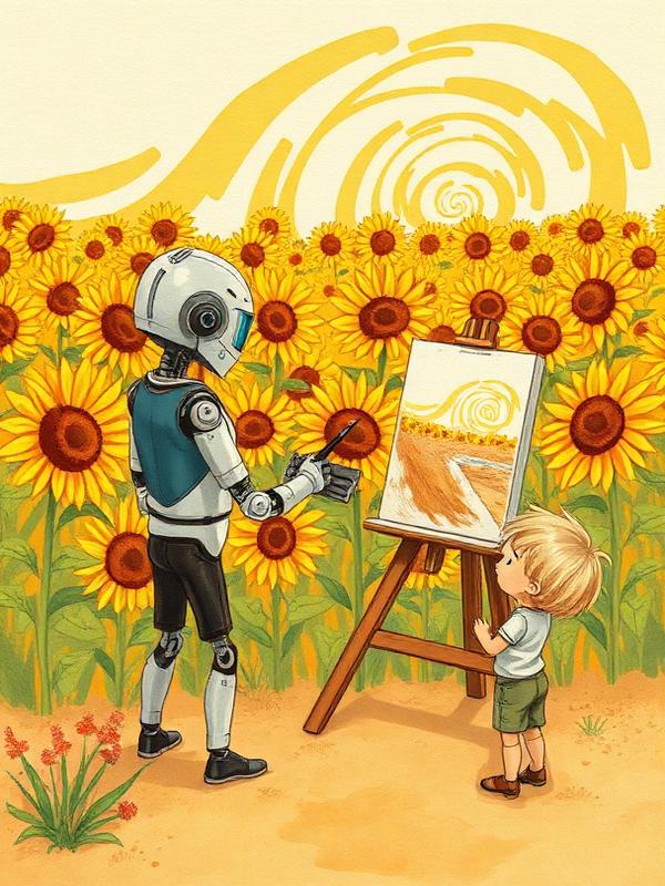 Robot, ki je slikal sončnice